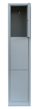 3-tueriger Faecherschrank mit Zylinderschloss und Sockel : 1 Abteil mit 3 Faechern (400 mm pro Abteil)